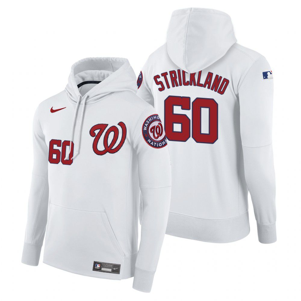 Men Washington Nationals #60 Strickland white home hoodie 2021 MLB Nike Jerseys
